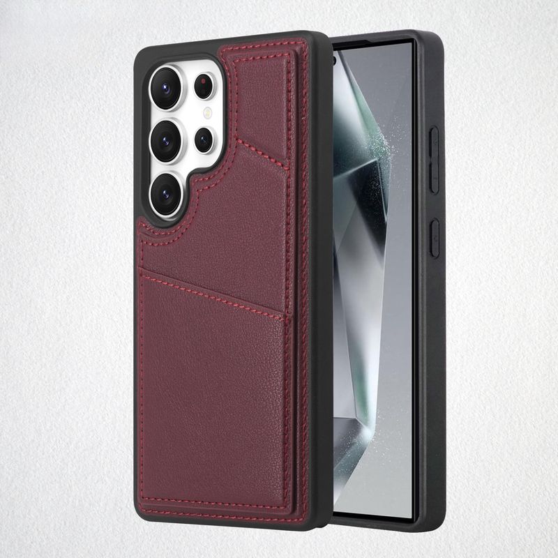 The new model is suitable for Samsung S25Ultra mobile phone case, card bag holder S24 magnetic charging, anti-drop S23 protective leather case._voghion.com