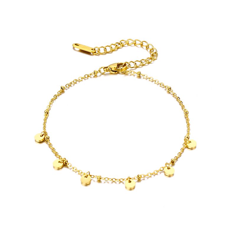 Cavigliera da donna con disco rotondo delicato - Delicata catena regolabile in oro/argento/oro rosa per look casual ed eleganti. Piccolo ciondolo a disco. Cavigliera dolce e versatile._voghion.com