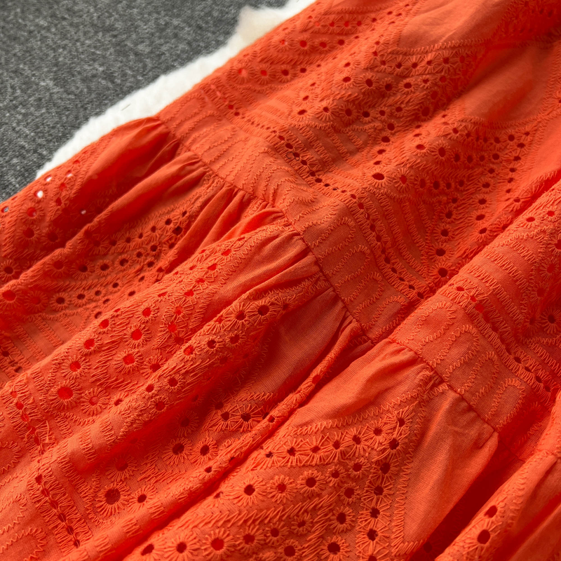 Gonna lunga da donna con colletto a camicia a pieghe attillato estivo_voghion.com
