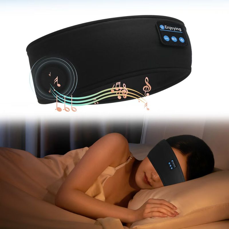 Bluetooth Music Sleep Eye Mask Headband - Wireless Headband With Call Function For Yoga, Sports & Leisure (Soft Headwrap)_voghion.com