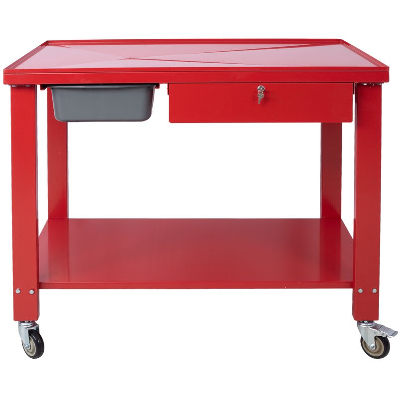 Transmission Teardown Work Station 1/2 Ton Capacity Sloping Drain Table Locking Drawer Removable Drain Basin Full-Width Lower Shelf Four 4-Inch Caster Wheels_voghion.com