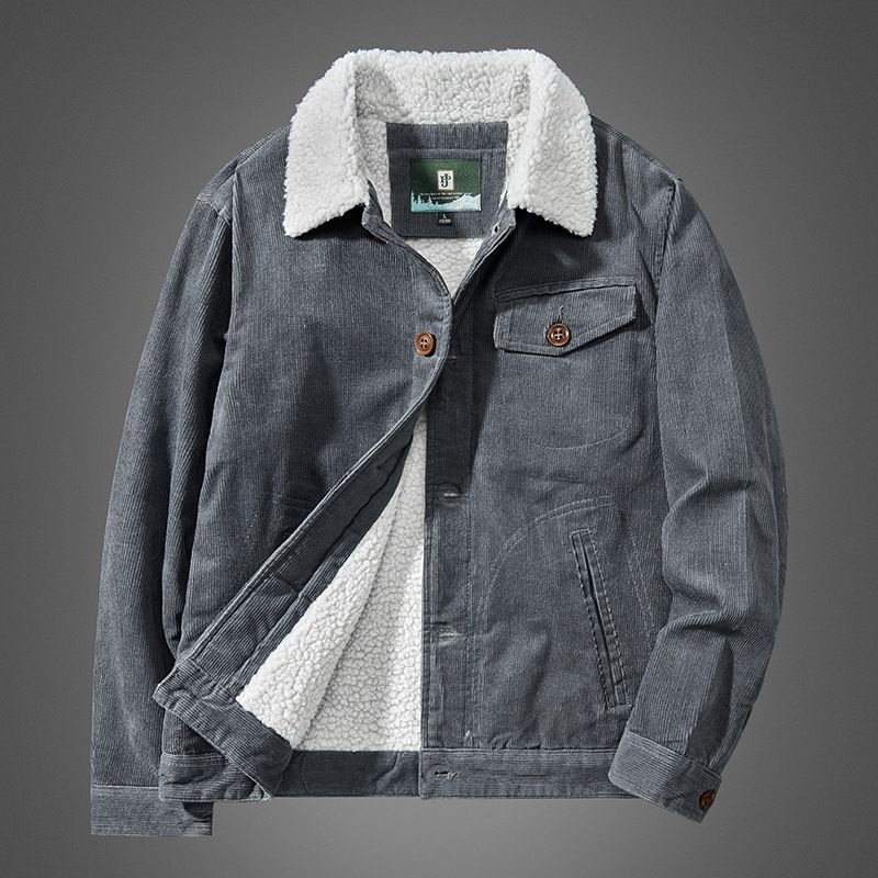 Giacca da uomo in cotone nuova, top casual largo in velluto a coste, più velluto spesso, giacca da uomo calda con colletto_voghion.com