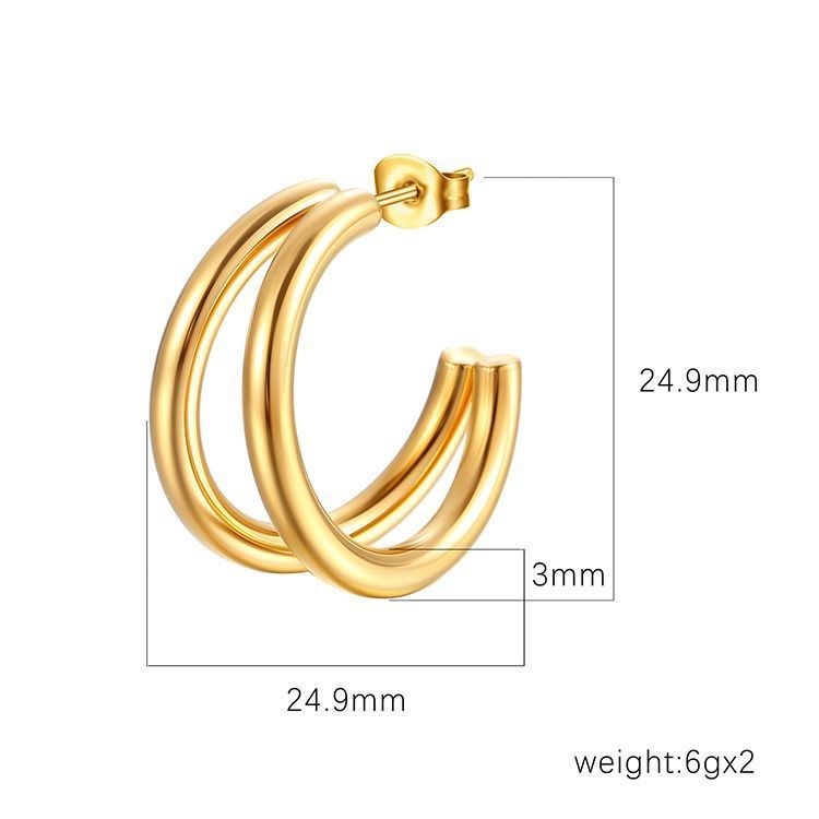 Orecchini a cerchio da donna in acciaio inossidabile, leggeri e minimalisti, in stile europeo e americano, con motivo geometrico, tendenza moda._voghion.com