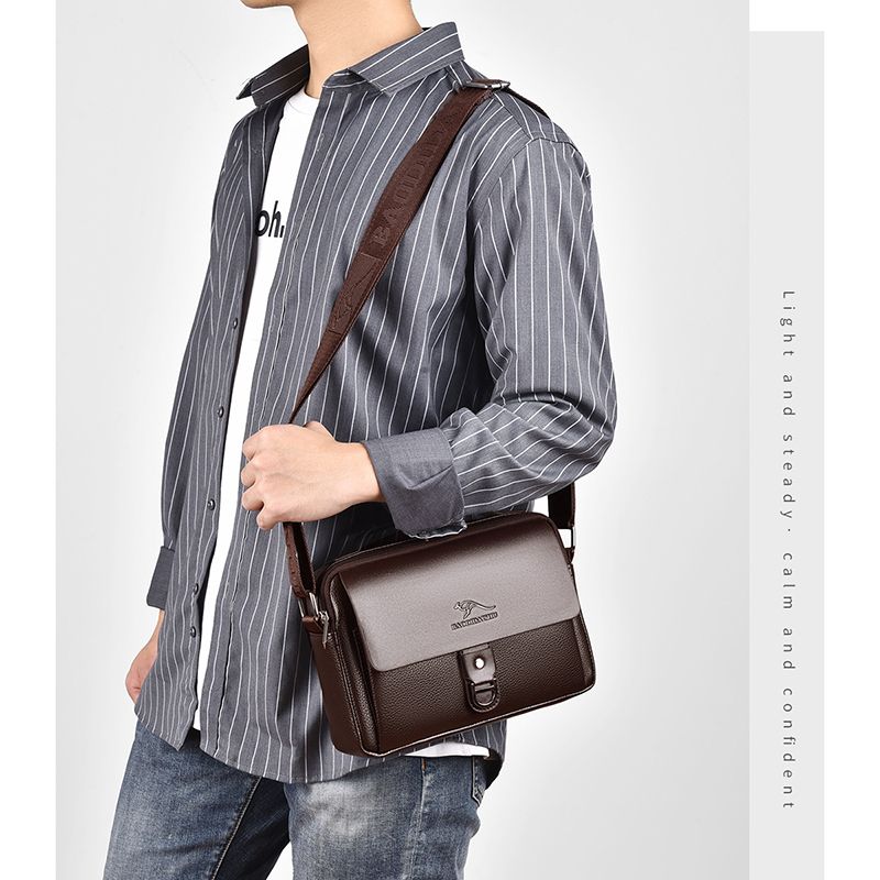 Small Male Shoulder Briefcase For Man PU Leather Tote Handbag Porter Messenger Satchels Crossbody Square Side Ipad Pouch_voghion.com