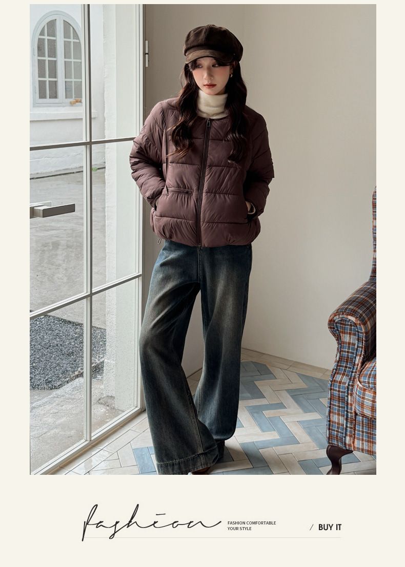 Vestiti invernali alla moda con scollo rotondo e imbottitura in cotone per tenerti al caldo, leggeri e corti, vestiti imbottiti in cotone per le donne_voghion.com