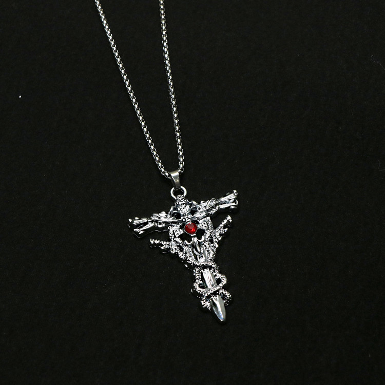 Collana Hip Hop Maglione Catena Coltello Arma Ciondolo scheletro Punk Street Bounce Accessori Merci_voghion.com