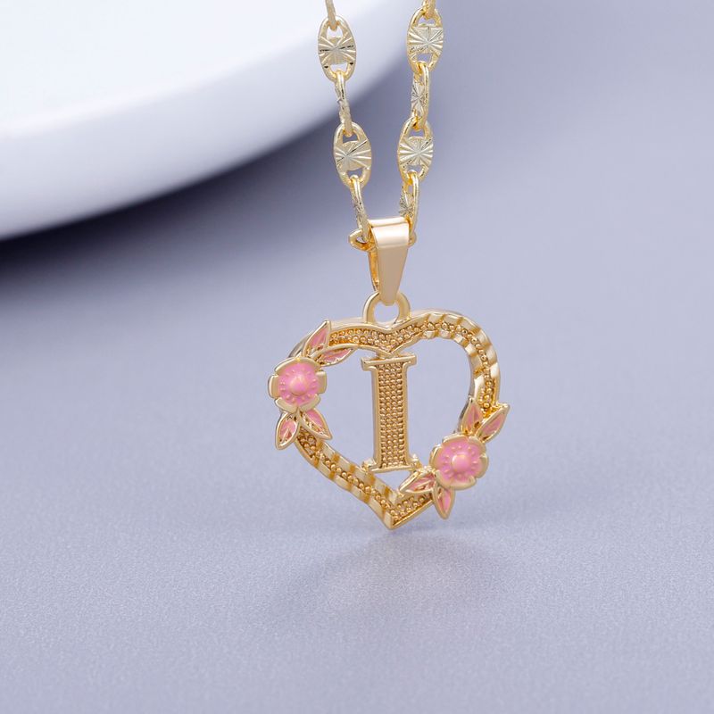 2025 New Arrivals GOLD PLATED CUSTOMIZED HEART FLOWER INITIAL LETTER PENDANT WITH FIGARO CHAIN 24" 4MM Name Necklace Heart Valentines Day_voghion.com
