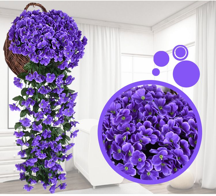 Guirlanda de hera artificial para decoração de cesta suspensa - videira artificial realista com folhas para parede interna, sala de estar, casamento, festa (inclui cesta suspensa)_voghion.com