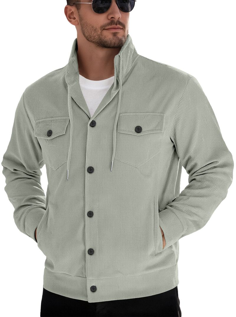 Herrenbekleidung Europäisches und amerikanisches Herren-Sweatshirt Herbst und Winter Cord-Retro-Arbeitsjacke mit mehreren Taschen Spot Direct Supply_voghion.com
