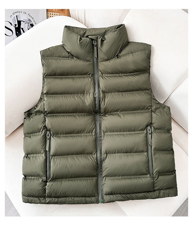 Leichte, gesteppte Pufferweste für Damen mit Stehkragen, lässige, ärmellose Slim-Fit-Jacke für das ganzjährige Layering_voghion.com