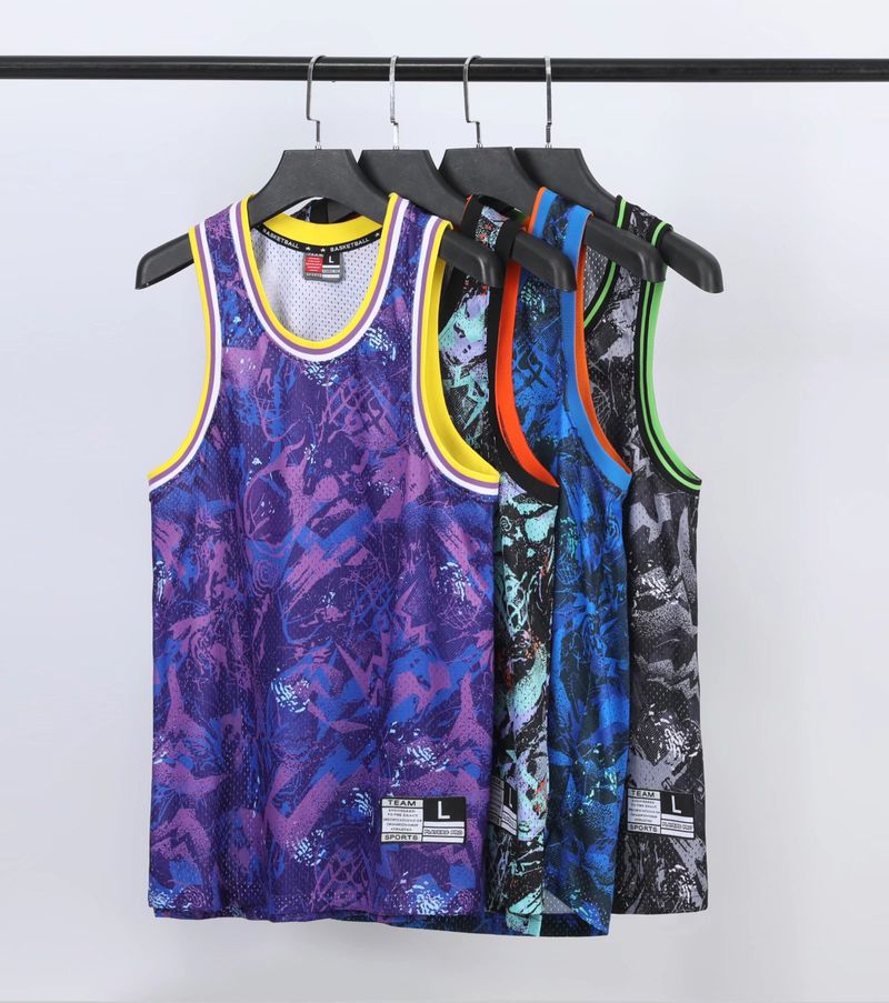 Canotta da basket alla moda senza maniche ampia ad asciugatura rapida da uomo americano alla moda per corsa estiva_voghion.com