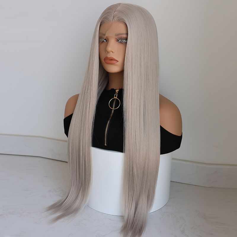 Hett såld 13x3.5 syntetisk spets fram Ws för kvinnor Sier Grey Ginger Orange 99J Bury Lång Straht Limfri Cosplay Fest Dagligen_voghion.com