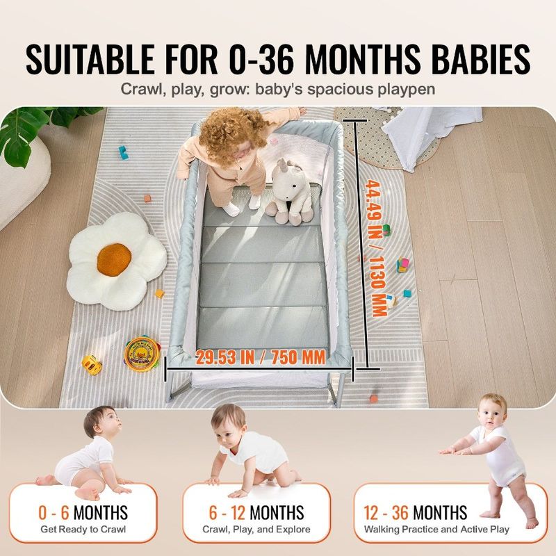 Lettino da viaggio per bambini con materasso pieghevole e morbido per lettino da gioco per bambini_voghion.com