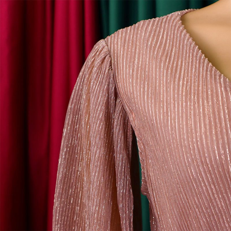 Damenbekleidung Neue V-Ausschnitt Temperament Langarm Cape Taille Kleid Rock_voghion.com