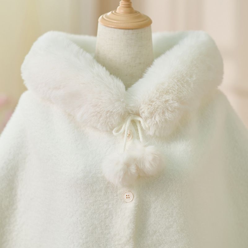 girl Girl Hooded Shawl Cheongsam Dress Outerwear Cute Mink Fur Cape 2025 Winter New Coat_voghion.com