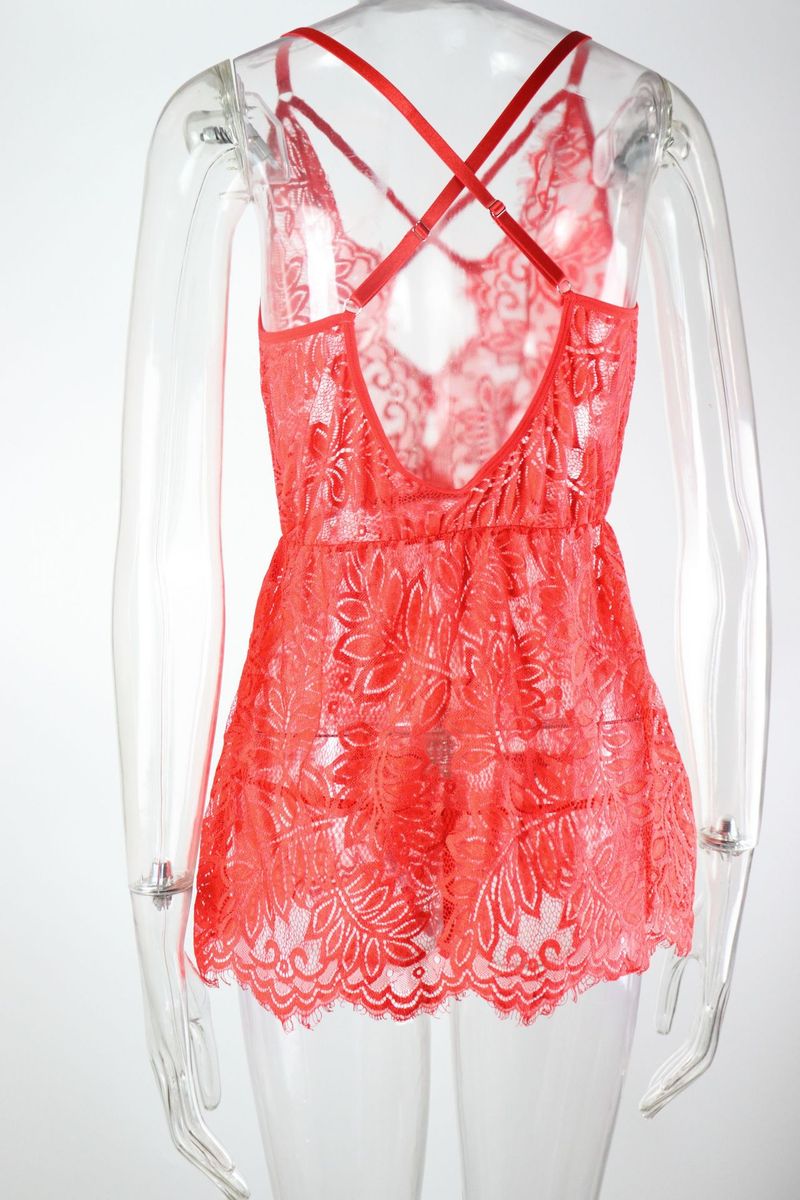 Women's clothing sexy lingerie waist lace home wear cross suspender nightgown_voghion.com