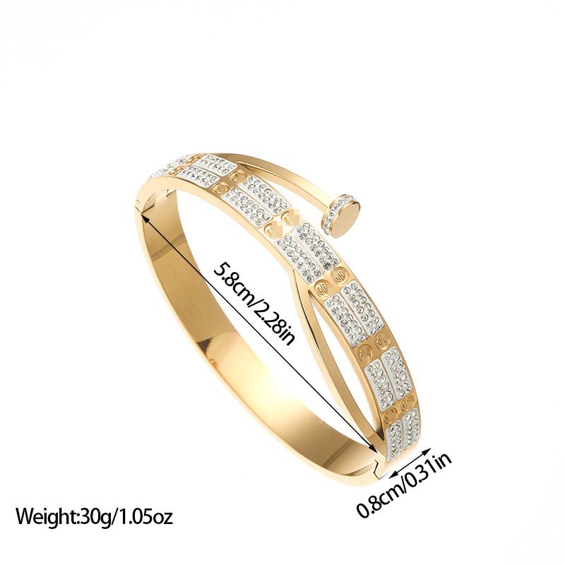 Minimalist Titanium For Women Screwdriver Inlay, High-End Stainless Steel Bracelet With Polished High Gloss_voghion.com