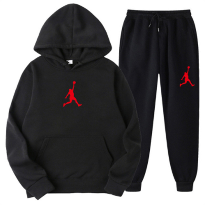 N S Autunno Inverno Stampa Tuta sportiva casual Felpa con cappuccio Set da due pezzi_voghion.com