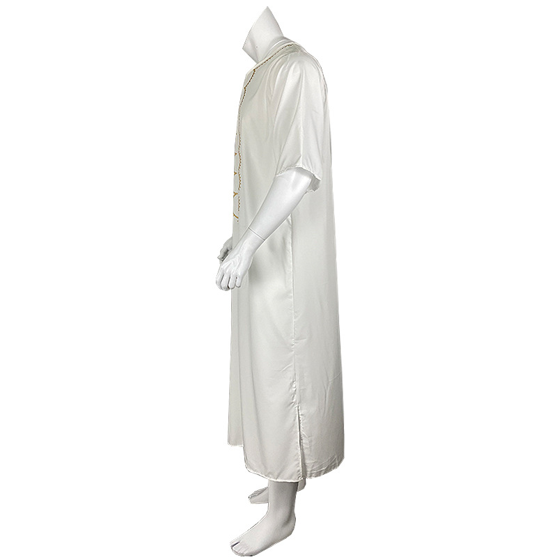 Muslimesch Abaya Loose Casual V-Ausschnëtt Mëttärmlech Onesie_voghion.com