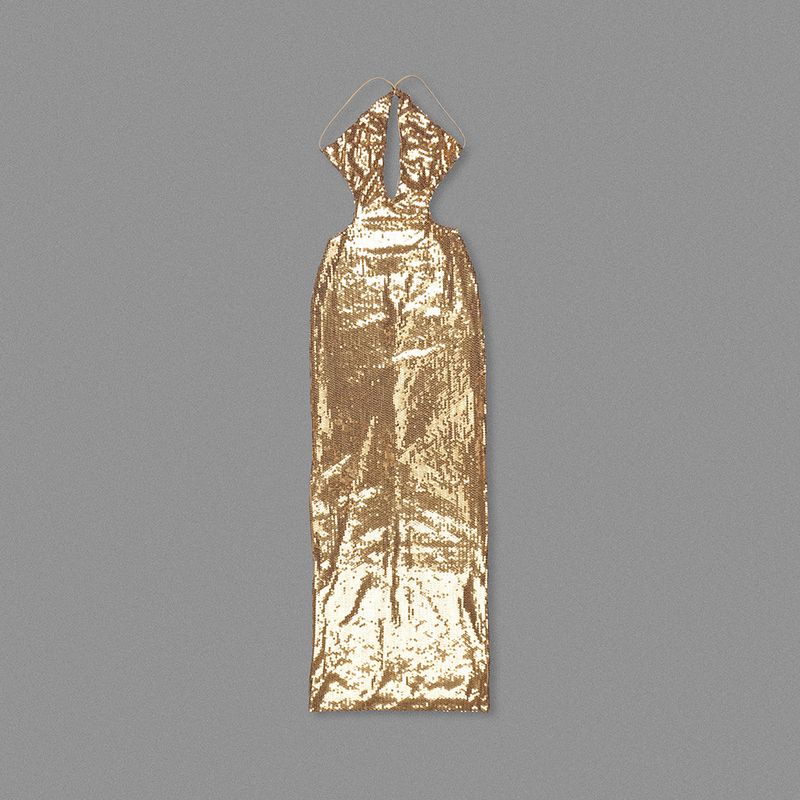 Women's Clothing High End New Nightclub Hollow Halter Backless Beaded Long Women's Dress_voghion.com