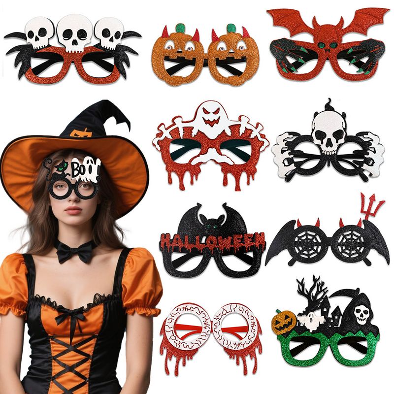 Accessori per foto a forma di zucca - Occhiali per costumi di Halloween per bambini con motivo a teschio di pipistrello_voghion.com
