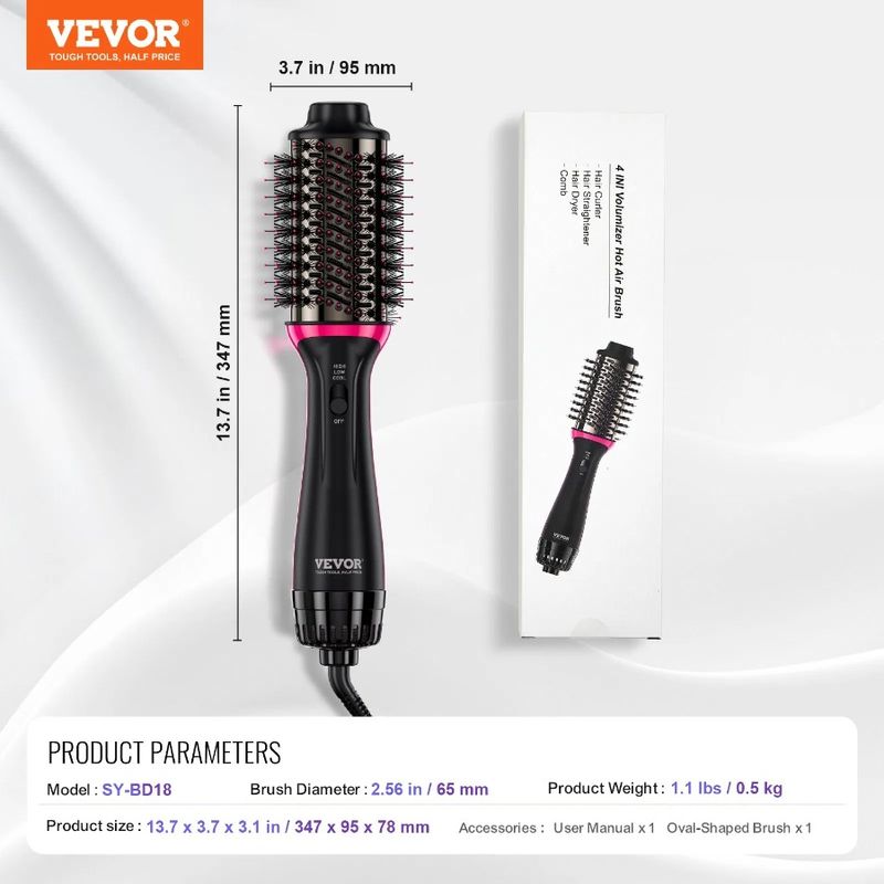 Styler With Hair Dryer Blow Hair 2.56 Ionic Barrel Brush Volumizer Oval_voghion.com