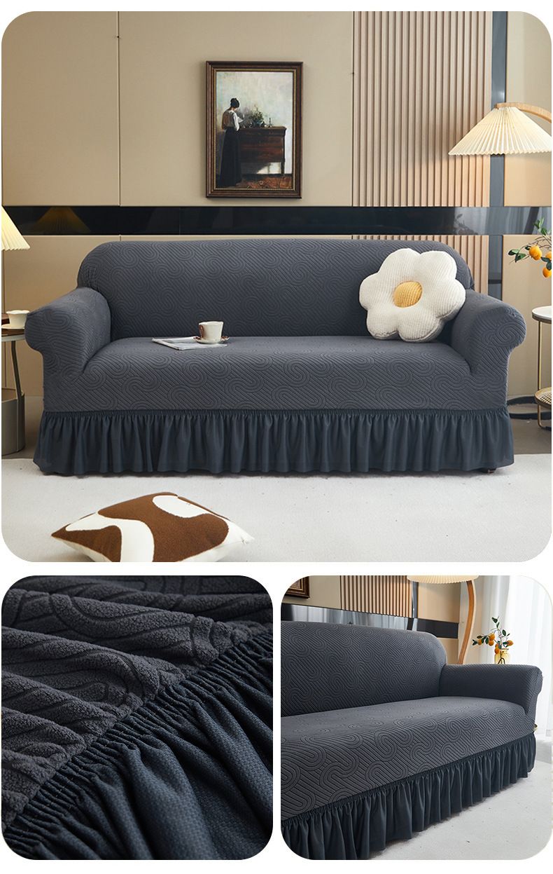 Copridivano elastici con gonna a onde d'acqua - Copridivani elastici universali per divani da 1/2/3/4 posti (8 colori eleganti, casa e ufficio moderni)_voghion.com