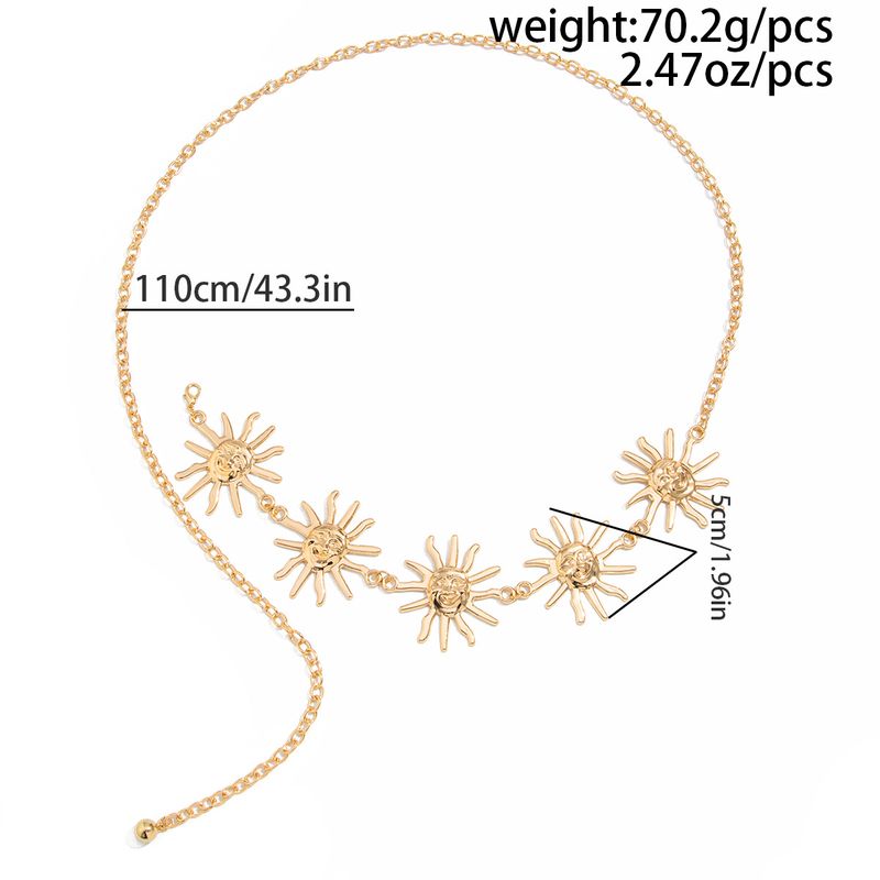 Chaîne de taille en métal tournesol tendance et sexy, design de niche féminin, pendentif visage touchant, chaîne de corps_voghion.com