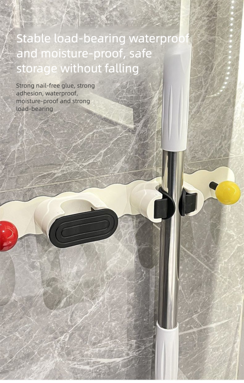 Nuovo porta mocio senza foratura, portaoggetti angolare per bagno, organizer multifunzionale per scope_voghion.com