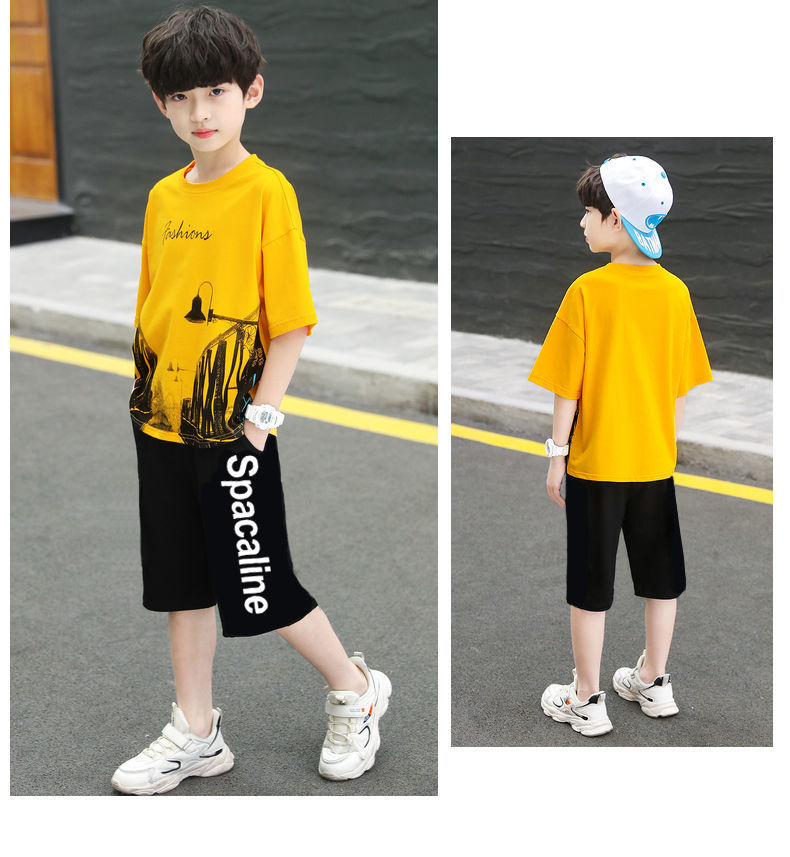 Abbigliamento per bambini, set a maniche corte per ragazzi, nuovo modello 2023, ragazzi di mezza età, sport estivi, versione coreana e_voghion.com