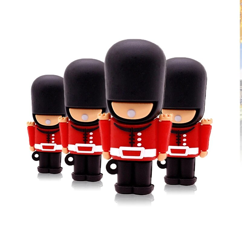 USB Flash Bellek 4GB 8GB 16GB 32GB 64GB Kalem Sürücü Yakışıklı İngiliz Muhafız Karikatür PenDrive 2.0 Bellek Çubuğu U Disk Usb_voghion.com