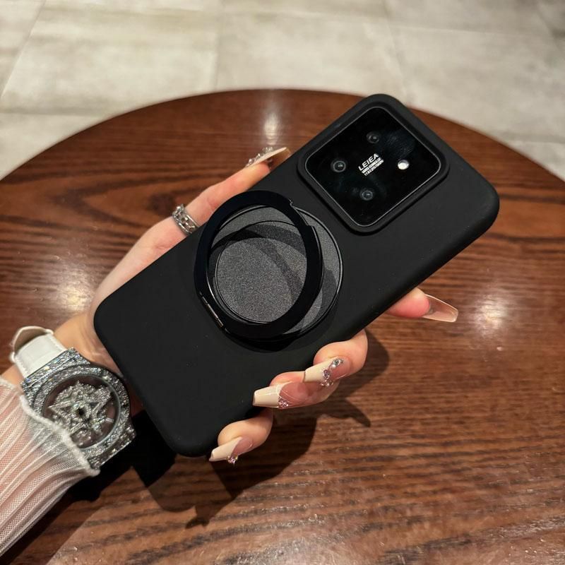 360° Rotating Stand Case For Xiaomi 15/14 Series - Liquid Silicone Shockproof Cover With Magnetic Kickstand, Anti-Fingerprint Matte Finish_voghion.com