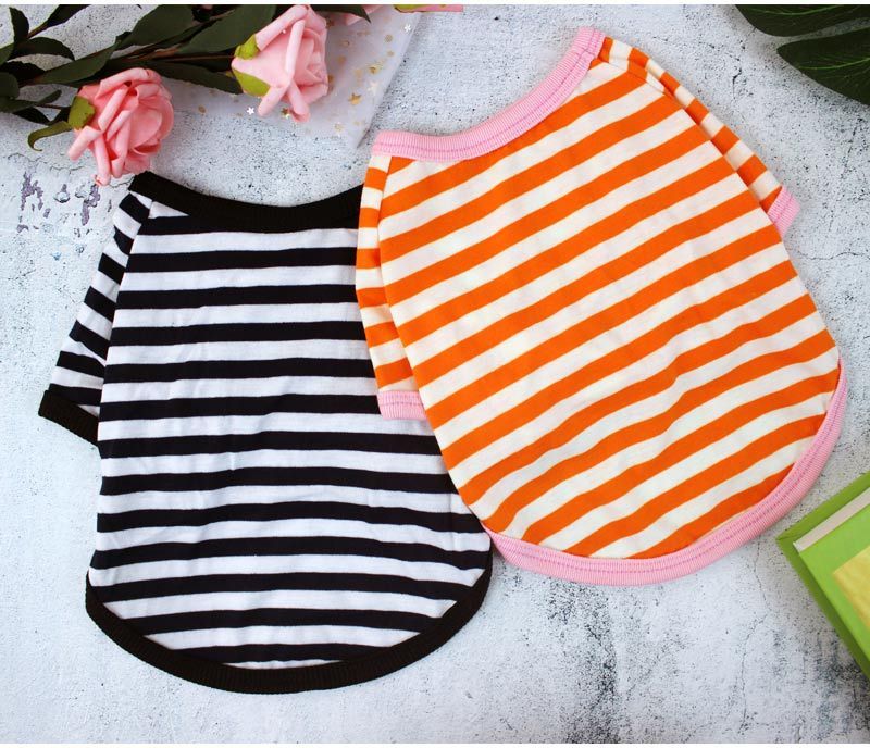 Nuovi vestiti estivi per cani, abbigliamento per animali domestici, maglietta a righe con scollo rotondo, taglia media e piccola, Bomei Teddy, primavera ed estate, sottile_voghion.com