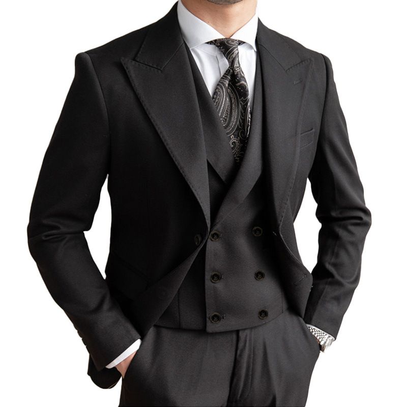 Herren Slim Fit Anzug Dreiteiler – Zweireihiger Hochzeits- & Business-Blazer mit Weste & Hose (Größen M-5XL)_voghion.com