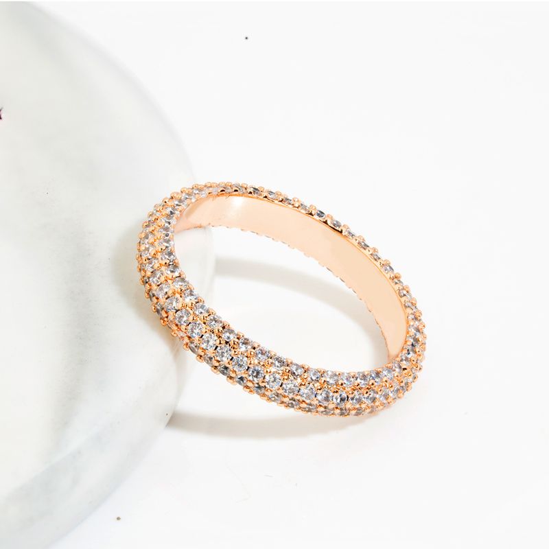 Anello da donna in oro rosa con doppio pavé e diamanti DW Ins Style in argento con fila singola_voghion.com