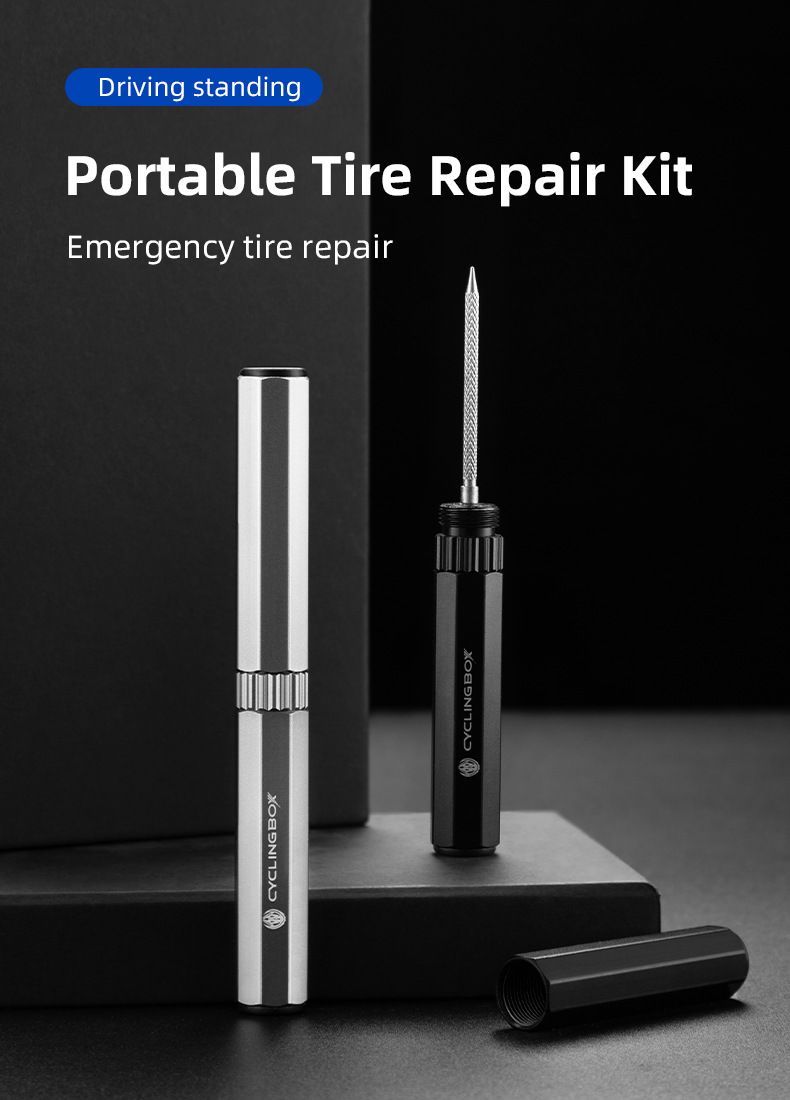 Outil de réparation de pneu de vélo, kit de réparation de pneu sous vide en alliage d'aluminium, bande de réparation de pneu de vélo de route et de montagne, rangement intégré_voghion.com