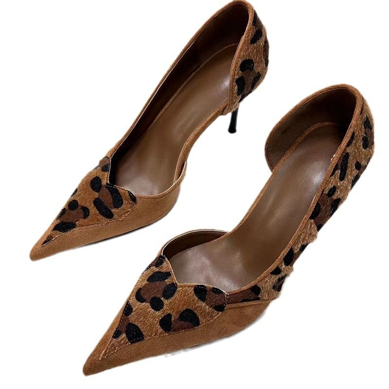 Escarpins à talons hauts léopard à bout pointu tendance, nouvelle collection printemps 2025, Melard, bouche peu profonde, sexy, mode, chaussures simples pour femmes, confortables_voghion.com