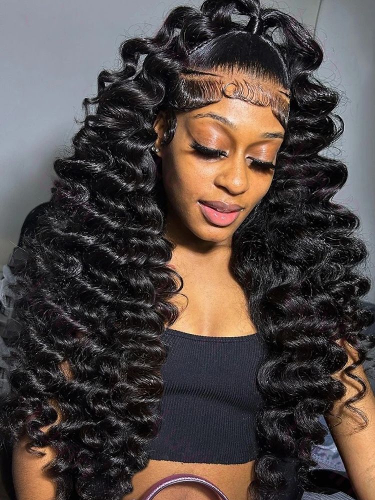 30 40 Zoll lose Wellenperücken Menschliches Haar Schwarze tiefe Welle 13x6 HD Lace Frontal Curly Lace Front Menschliches Haarperücke Brasilianisch für Frauen_voghion.com