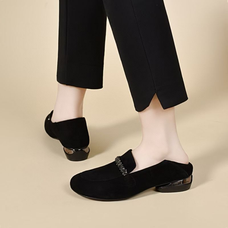 Damesschoenen, Mango Head Rhinestone Small Single Shoes, Comfortabele Steps, Loafers, Zwarte damesschoenen_voghion.com