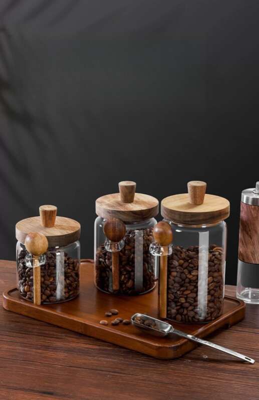 Bicchiere da caffè sigillato con cucchiaio, bottiglietta per scatola di chicchi, barattolo per la conservazione del caffè in polvere, barattolo per il tè_voghion.com