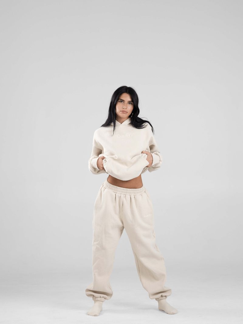 Completo elegante con felpa con cappuccio e pantaloni da jogging ricamati - Comodo abbigliamento da casa in misto cotone per donna (S-XXXL)_voghion.com