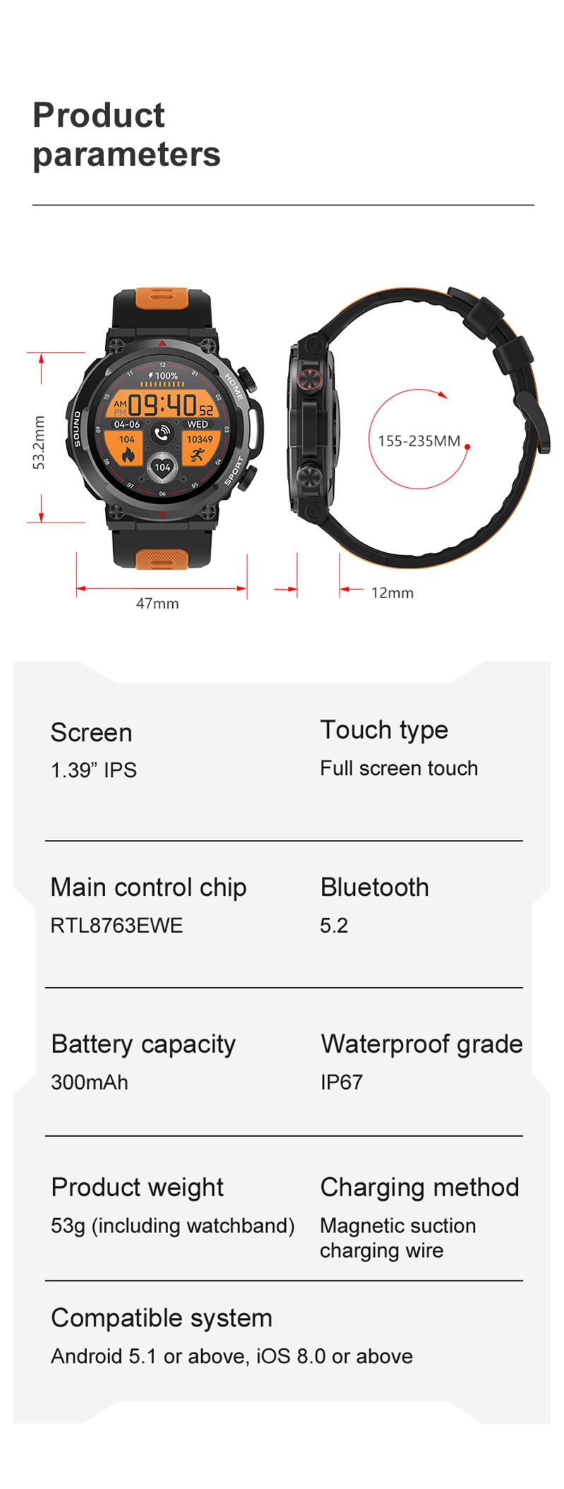 S56t nutikell Bluetooth Talk välitingimustes sammuloenduse harjutus Kolmas südame löögisageduse vastase une jälgimise ilmakell_voghion.com