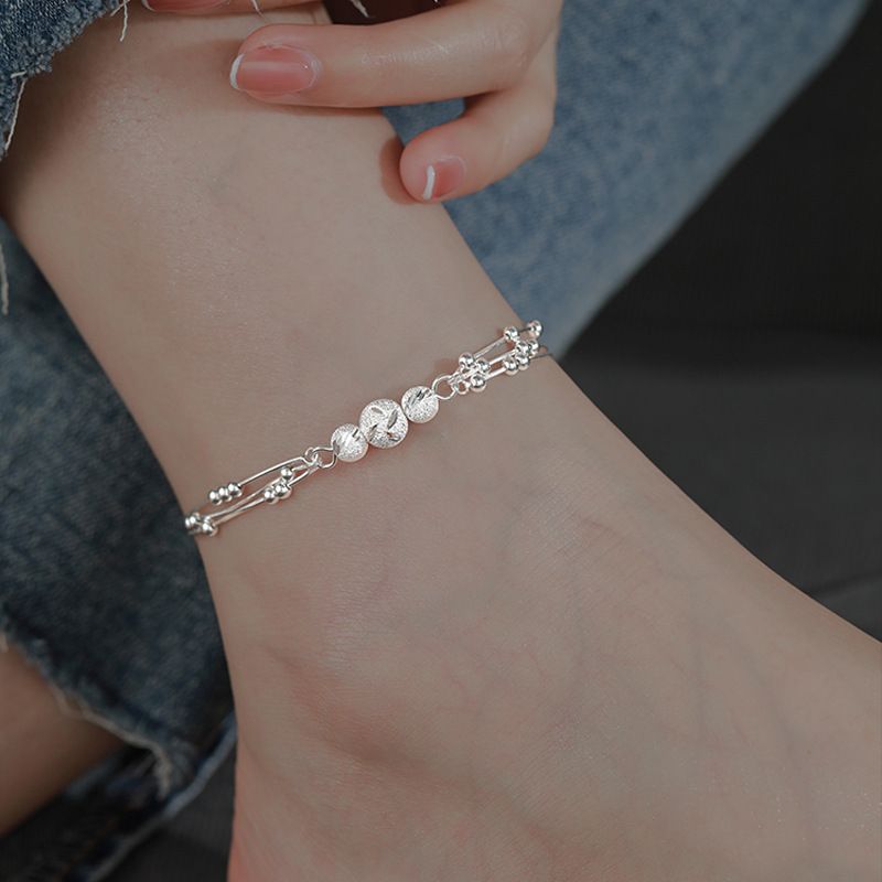 2024 New Lives Three Worlds Dreilagiges Fußkettchen Damen, leichte Luxusnische, exquisites High-End-Gefühl, Glücksperlen-Geschenk für_voghion.com