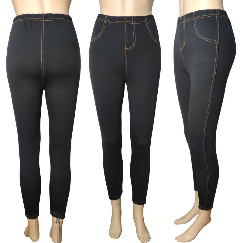 Damen-Leggings aus Samt und dickem Denimimitat, dünne, dicke Thermohose, Bleistifthose_voghion.com