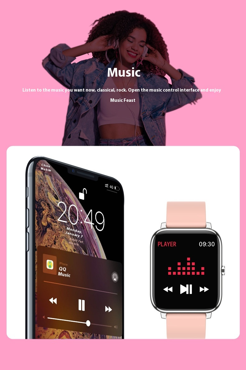 Orologio sportivo intelligente - Dotato di monitoraggio della frequenza cardiaca, impermeabile IP67, durata della batteria di 30 giorni (borsa da braccio gratuita)_voghion.com