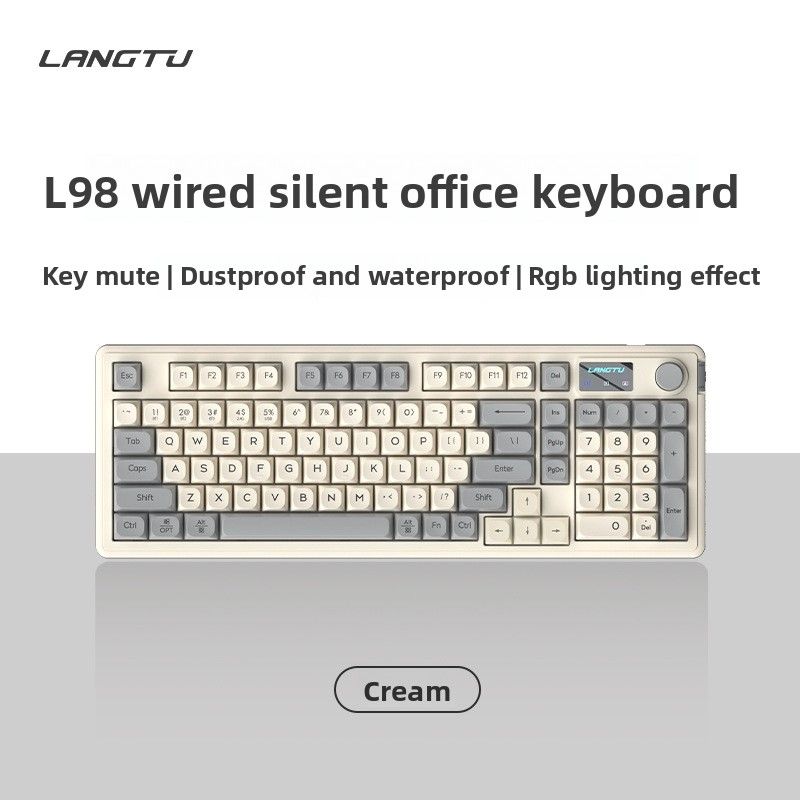 Langtu L98 Kabelgebundene, leise Bürotastatur, mechanische Haptik, RGB-Lichteffekt, wettbewerbsfähige, hochwertige Tastatur_voghion.com