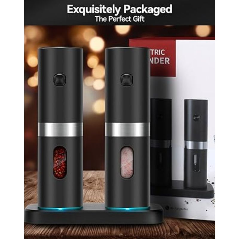 1/2 STÜCKE Elektrische Salz- und Pfeffermühle Set Automatische USB-C Wiederaufladbare Einstellbare Grobheit Einhandbedienung LED Licht Urlaub Geschenk149_voghion.com