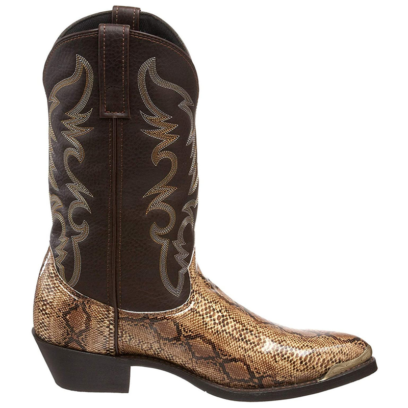 Kowbojskie buty męskie z nadrukiem Western Country Boots Męskie codzienne buty z okrągłymi noskami do połowy łydki Moda antypoślizgowa_voghion.com