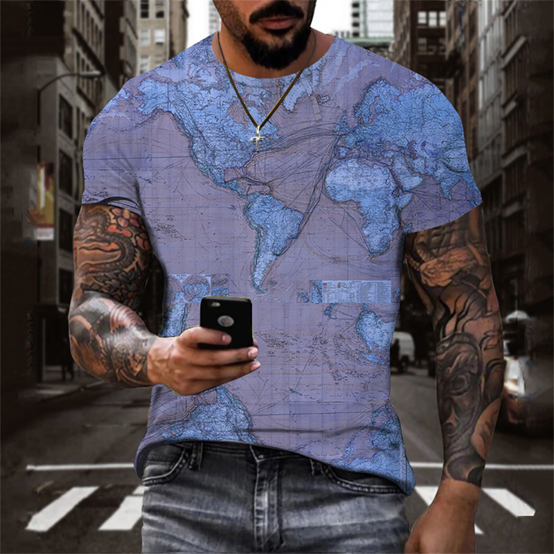 T-shirt grafica da uomo estiva pullover O collo stampato 3d top di design oversize nero casual abbigliamento da uomo vintage_voghion.com