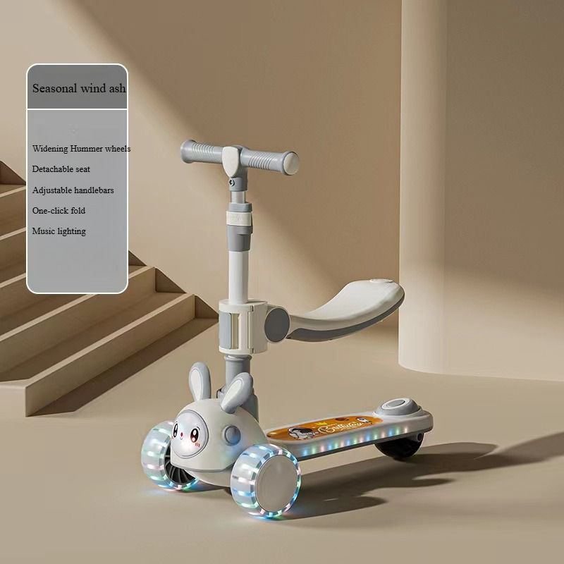 New Plastic Children's Scooter 1-7 Years Old Boys And Girls Music Scooter Can Sit On A Push Folding Scooter_voghion.com